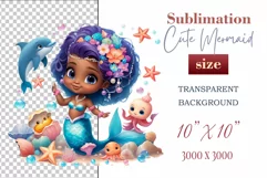 Explore our delightful mermaid watercolor clipart, perfect for invitations, greeting cards, scrapbooking, and seasonal crafts. Ideal for sublimation designs on transparent backgrounds, as well as birthday cards, T-shirt designs, children's prints and deco