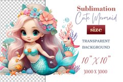 Explore our delightful mermaid watercolor clipart, perfect for invitations, greeting cards, scrapbooking, and seasonal crafts. Ideal for sublimation designs on transparent backgrounds, as well as birthday cards, T-shirt designs, children&#039;s prints and deco
