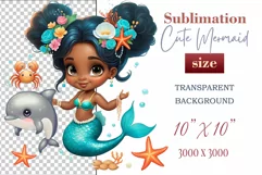 Explore our delightful mermaid watercolor clipart, perfect for invitations, greeting cards, scrapbooking, and seasonal crafts. Ideal for sublimation designs on transparent backgrounds, as well as birthday cards, T-shirt designs, children's prints and deco