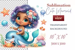 Explore our delightful mermaid watercolor clipart, perfect for invitations, greeting cards, scrapbooking, and seasonal crafts. Ideal for sublimation designs on transparent backgrounds, as well as birthday cards, T-shirt designs, children's prints and deco