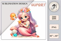 Explore our delightful mermaid watercolor clipart, perfect for invitations, greeting cards, scrapbooking, and seasonal crafts. Ideal for sublimation designs on transparent backgrounds, as well as birthday cards, T-shirt designs, children's prints and deco