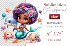 Explore our delightful mermaid watercolor clipart, perfect for invitations, greeting cards, scrapbooking, and seasonal crafts. Ideal for sublimation designs on transparent backgrounds, as well as birthday cards, T-shirt designs, children&#039;s prints and deco