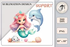 Explore our delightful mermaid watercolor clipart, perfect for invitations, greeting cards, scrapbooking, and seasonal crafts. Ideal for sublimation designs on transparent backgrounds, as well as birthday cards, T-shirt designs, children's prints and deco