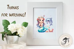 Explore our delightful mermaid watercolor clipart, perfect for invitations, greeting cards, scrapbooking, and seasonal crafts. Ideal for sublimation designs on transparent backgrounds, as well as birthday cards, T-shirt designs, children's prints and deco