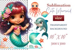 Explore our delightful mermaid watercolor clipart, perfect for invitations, greeting cards, scrapbooking, and seasonal crafts. Ideal for sublimation designs on transparent backgrounds, as well as birthday cards, T-shirt designs, children&#039;s prints and deco