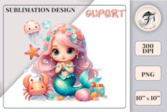 Explore our delightful mermaid watercolor clipart, perfect for invitations, greeting cards, scrapbooking, and seasonal crafts. Ideal for sublimation designs on transparent backgrounds, as well as birthday cards, T-shirt designs, children&#039;s prints and deco