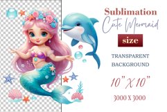 Explore our delightful mermaid watercolor clipart, perfect for invitations, greeting cards, scrapbooking, and seasonal crafts. Ideal for sublimation designs on transparent backgrounds, as well as birthday cards, T-shirt designs, children&#039;s prints and deco