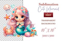 Explore our delightful mermaid watercolor clipart, perfect for invitations, greeting cards, scrapbooking, and seasonal crafts. Ideal for sublimation designs on transparent backgrounds, as well as birthday cards, T-shirt designs, children&#039;s prints and deco