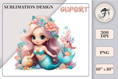 Explore our delightful mermaid watercolor clipart, perfect for invitations, greeting cards, scrapbooking, and seasonal crafts. Ideal for sublimation designs on transparent backgrounds, as well as birthday cards, T-shirt designs, children&#039;s prints and deco