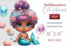 Explore our delightful mermaid watercolor clipart, perfect for invitations, greeting cards, scrapbooking, and seasonal crafts. Ideal for sublimation designs on transparent backgrounds, as well as birthday cards, T-shirt designs, children's prints and deco