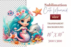 Explore our delightful mermaid watercolor clipart, perfect for invitations, greeting cards, scrapbooking, and seasonal crafts. Ideal for sublimation designs on transparent backgrounds, as well as birthday cards, T-shirt designs, children's prints and deco