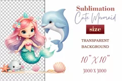 Explore our delightful mermaid watercolor clipart, perfect for invitations, greeting cards, scrapbooking, and seasonal crafts. Ideal for sublimation designs on transparent backgrounds, as well as birthday cards, T-shirt designs, children's prints and deco