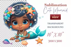 Explore our delightful mermaid watercolor clipart, perfect for invitations, greeting cards, scrapbooking, and seasonal crafts. Ideal for sublimation designs on transparent backgrounds, as well as birthday cards, T-shirt designs, children's prints and deco