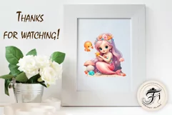 Explore our delightful mermaid watercolor clipart, perfect for invitations, greeting cards, scrapbooking, and seasonal crafts. Ideal for sublimation designs on transparent backgrounds, as well as birthday cards, T-shirt designs, children's prints and deco