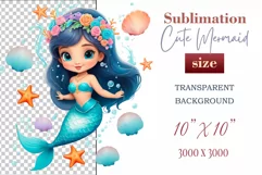 Explore our delightful mermaid watercolor clipart, perfect for invitations, greeting cards, scrapbooking, and seasonal crafts. Ideal for sublimation designs on transparent backgrounds, as well as birthday cards, T-shirt designs, children's prints and deco
