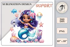Explore our delightful mermaid watercolor clipart, perfect for invitations, greeting cards, scrapbooking, and seasonal crafts. Ideal for sublimation designs on transparent backgrounds, as well as birthday cards, T-shirt designs, children's prints and deco