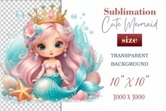Explore our delightful mermaid watercolor clipart, perfect for invitations, greeting cards, scrapbooking, and seasonal crafts. Ideal for sublimation designs on transparent backgrounds, as well as birthday cards, T-shirt designs, children's prints and deco