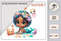 Explore our delightful mermaid watercolor clipart, perfect for invitations, greeting cards, scrapbooking, and seasonal crafts. Ideal for sublimation designs on transparent backgrounds, as well as birthday cards, T-shirt designs, children's prints and deco