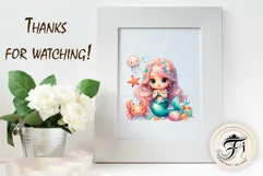 Explore our delightful mermaid watercolor clipart, perfect for invitations, greeting cards, scrapbooking, and seasonal crafts. Ideal for sublimation designs on transparent backgrounds, as well as birthday cards, T-shirt designs, children's prints and deco