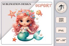 Explore our delightful mermaid watercolor clipart, perfect for invitations, greeting cards, scrapbooking, and seasonal crafts. Ideal for sublimation designs on transparent backgrounds, as well as birthday cards, T-shirt designs, children&#039;s prints and deco