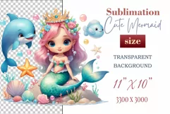 Explore our delightful mermaid watercolor clipart, perfect for invitations, greeting cards, scrapbooking, and seasonal crafts. Ideal for sublimation designs on transparent backgrounds, as well as birthday cards, T-shirt designs, children's prints and deco