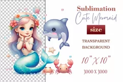 Explore our delightful mermaid watercolor clipart, perfect for invitations, greeting cards, scrapbooking, and seasonal crafts. Ideal for sublimation designs on transparent backgrounds, as well as birthday cards, T-shirt designs, children's prints and deco