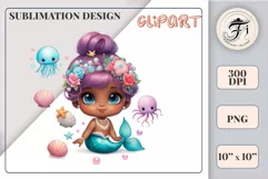 Explore our delightful mermaid watercolor clipart, perfect for invitations, greeting cards, scrapbooking, and seasonal crafts. Ideal for sublimation designs on transparent backgrounds, as well as birthday cards, T-shirt designs, children's prints and deco