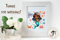 Explore our delightful mermaid watercolor clipart, perfect for invitations, greeting cards, scrapbooking, and seasonal crafts. Ideal for sublimation designs on transparent backgrounds, as well as birthday cards, T-shirt designs, children's prints and deco