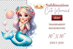 Explore our delightful mermaid watercolor clipart, perfect for invitations, greeting cards, scrapbooking, and seasonal crafts. Ideal for sublimation designs on transparent backgrounds, as well as birthday cards, T-shirt designs, children&#039;s prints and deco