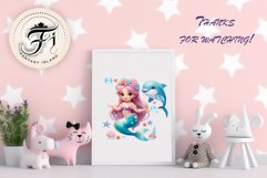 Explore our delightful mermaid watercolor clipart, perfect for invitations, greeting cards, scrapbooking, and seasonal crafts. Ideal for sublimation designs on transparent backgrounds, as well as birthday cards, T-shirt designs, children&#039;s prints and deco