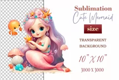 Explore our delightful mermaid watercolor clipart, perfect for invitations, greeting cards, scrapbooking, and seasonal crafts. Ideal for sublimation designs on transparent backgrounds, as well as birthday cards, T-shirt designs, children's prints and deco
