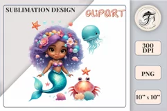 Explore our delightful mermaid watercolor clipart, perfect for invitations, greeting cards, scrapbooking, and seasonal crafts. Ideal for sublimation designs on transparent backgrounds, as well as birthday cards, T-shirt designs, children's prints and deco