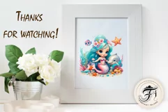 Explore our delightful mermaid watercolor clipart, perfect for invitations, greeting cards, scrapbooking, and seasonal crafts. Ideal for sublimation designs on transparent backgrounds, as well as birthday cards, T-shirt designs, children's prints and deco