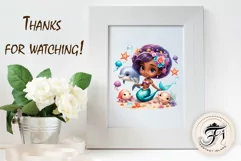 Explore our delightful mermaid watercolor clipart, perfect for invitations, greeting cards, scrapbooking, and seasonal crafts. Ideal for sublimation designs on transparent backgrounds, as well as birthday cards, T-shirt designs, children's prints and deco