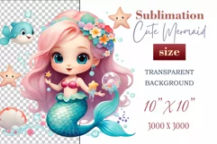 Explore our delightful mermaid watercolor clipart, perfect for invitations, greeting cards, scrapbooking, and seasonal crafts. Ideal for sublimation designs on transparent backgrounds, as well as birthday cards, T-shirt designs, children's prints and deco