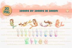 Cute Mermaid Watercolor Clipart Set Product Image 2