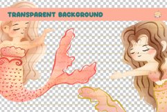 Cute Mermaid Watercolor Clipart Set Product Image 3