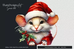 Cute Mice clipart, Christmas mouse PNG for Sublimation Product Image 4