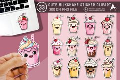 Cute Milkshake Sticker Clipart Bundle Product Image 1