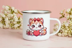 Cute cats with heart Stickers and Sublimation PNG. Product Image 4