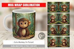 Mug Wrap Design Cartoon Monkey in Forest Product Image 1