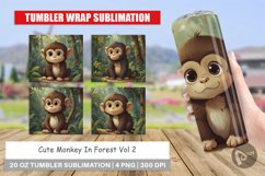 Tumbler Wrap Cartoon Monkey in Forest Product Image 1