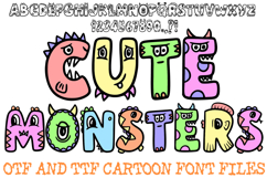 Cute Monsters Cartoon Font Letters Typography Hand Drawn ABC Product Image 1