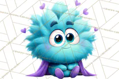 Cute Cartoon Monsters Clipart PNG Halloween Sitting Monsters Product Image 2