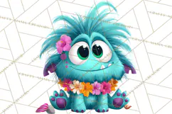 Cute Cartoon Monsters Clipart PNG Halloween Sitting Monsters Product Image 3