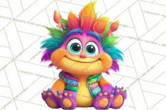 Cute Cartoon Monsters Clipart PNG Halloween Sitting Monsters Product Image 4