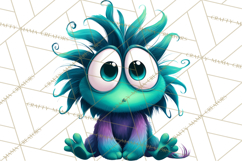Cute Cartoon Monsters Clipart PNG Halloween Sitting Monsters Product Image 3