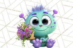 Cute Cartoon Monsters Clipart PNG Halloween Sitting Monsters Product Image 4