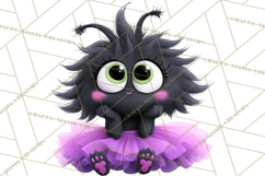 Cute Cartoon Monsters Clipart PNG Halloween Sitting Monsters Product Image 3