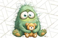 Cute Cartoon Monsters Clipart PNG Halloween Sitting Monsters Product Image 4